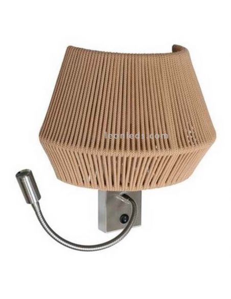 Aplique de pared con flexo LED y cuerda personalizable Banyo 1xE27 | LeónLeds Iluminación | lámpara de pared marrón