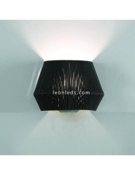 Aplique de pared cuerda personalizable Banyo 1xE27 | LeónLeds Iluminación | Lámpara pared negro