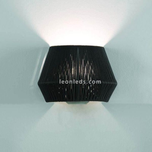 Aplique de pared cuerda personalizable Banyo 1xE27 | LeónLeds Iluminación | Lámpara pared negro