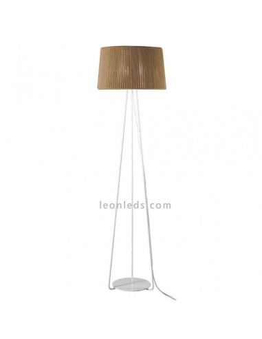 Lámpara de pie trípode blanco con cuerda personalizable Drum 1xE27 | LeónLeds Iluminación | color marrón