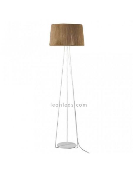 Lámpara de pie trípode blanco con cuerda personalizable Drum 1xE27 | LeónLeds Iluminación | color marrón