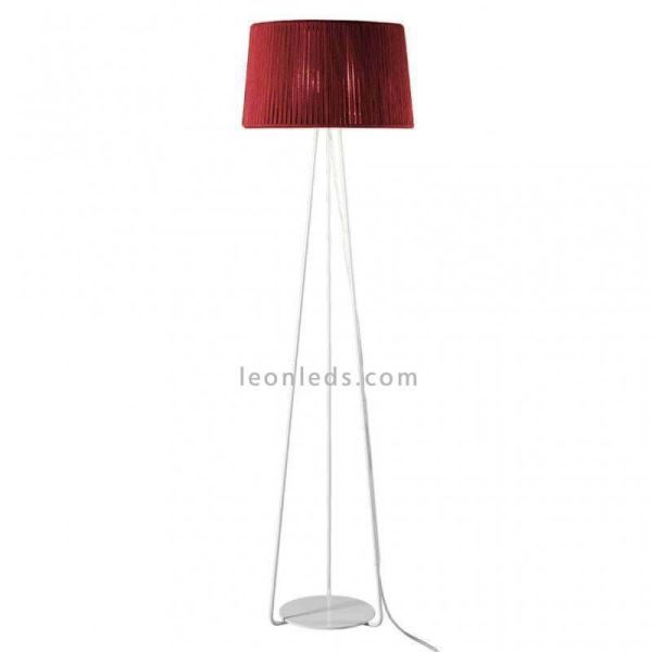 Lámpara de pie trípode blanco con cuerda personalizable Drum 1xE27 | LeónLeds Iluminación | color rojo