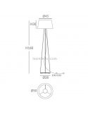 Lámpara de pie trípode blanco con cuerda personalizable Drum 1xE27 | LeónLeds Iluminación | medidas