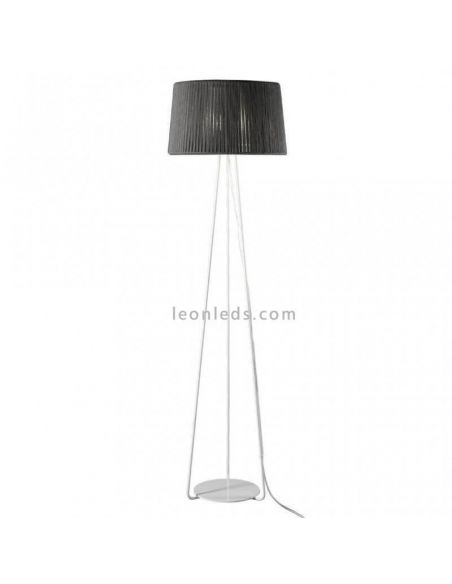 Lámpara de pie trípode blanco con cuerda personalizable Drum 1xE27 | LeónLeds Iluminación | color gris