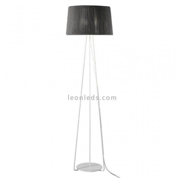 Lámpara de pie trípode blanco con cuerda personalizable Drum 1xE27 | LeónLeds Iluminación | color gris