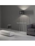 Lámpara con pie alto blanco y cuerda personalizable Drum 1xE27 | LeónLeds Iluminación | Lámpara de salón gris combinable