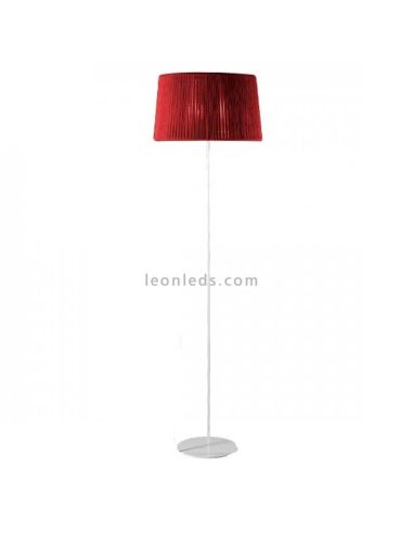 Lámpara con pie alto blanco y cuerda personalizable Drum 1xE27 | LeónLeds Iluminación | Lámpara de salón roja