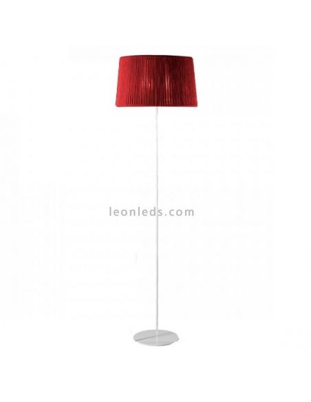 Lámpara con pie alto blanco y cuerda personalizable Drum 1xE27 | LeónLeds Iluminación | Lámpara de salón roja