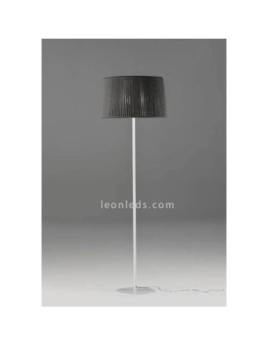 Lampe avec pied haut blanc et corde personnalisable Drum 1xE27 | Éclairage LeónLeds | Lampe de salon grise