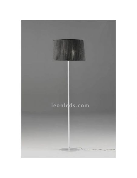 Lámpara con pie alto blanco y cuerda personalizable Drum 1xE27 | LeónLeds Iluminación | Lámpara de salón gris