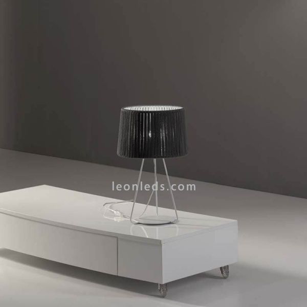 Candeeiro de mesa tambor com tripé e corda personalizável 1xE27 | LeónIluminação Leds | para sala de estar