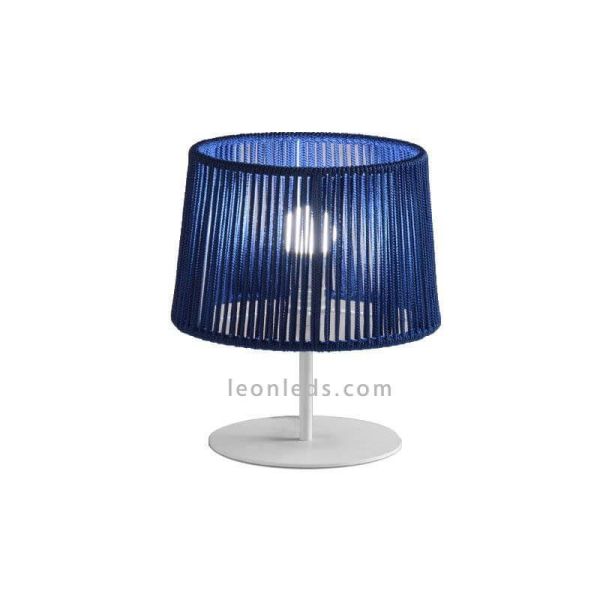 Lámpara para mesita de noche hotel con cuerda personalizable 1xE27 | LeónLeds Iluminación | Lámpara azul