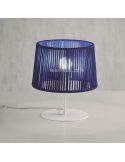 Lámpara para mesita de noche hotel con cuerda personalizable 1xE27 | LeónLeds Iluminación | Lámpara azul