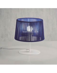 Lámpara para mesita de noche hotel con cuerda personalizable 1xE27 | LeónLeds Iluminación | Lámpara azul 2