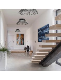 Plafón de techo Bimba 3xE27 metal y cuerda 80cm | Leónleds Iluminación 2