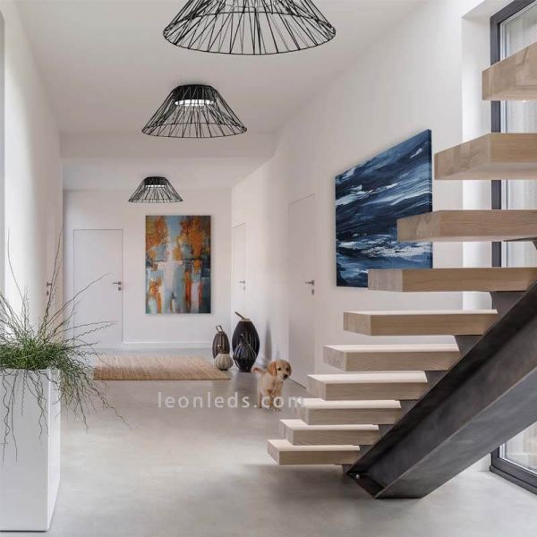 Plafón de techo Bimba 3xE27 metal y cuerda 80cm o 100cm | Leónleds