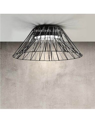 Plafón de techo Bimba 3xE27 metal y cuerda 80cm personalizable | Leónleds Iluminación