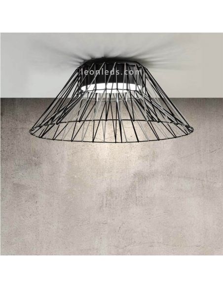 Plafón de techo Bimba 3xE27 metal y cuerda 80cm personalizable | Leónleds Iluminación