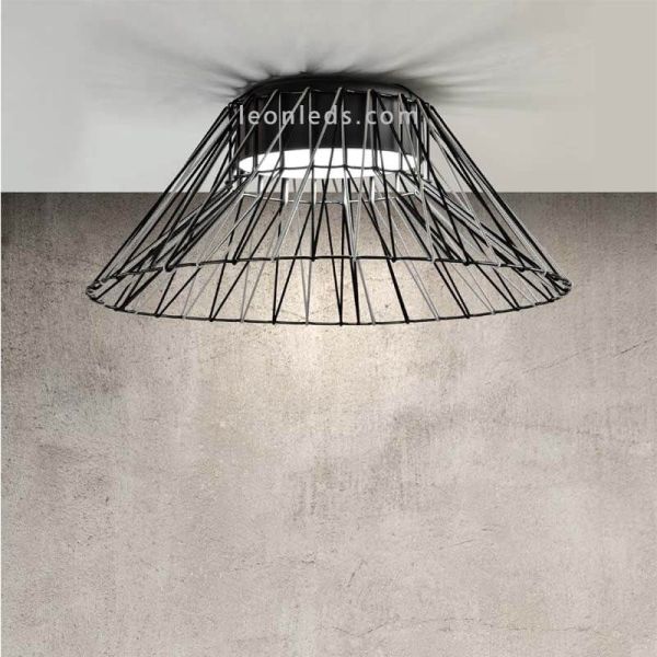 Plafón de techo Bimba 3xE27 metal y cuerda 80cm personalizable | Leónleds Iluminación