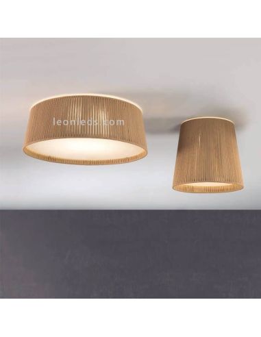 Plafonnier Drum 60Cm avec corde personnalisable 3xE27 | Éclairage LeónLeds | plafonnier marron pour salon