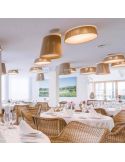 Plafón Drum 60Cm para techo con cuerda personalizable 3xE27 | LeónLeds Iluminación | lámpara de techo marrón para restaurante