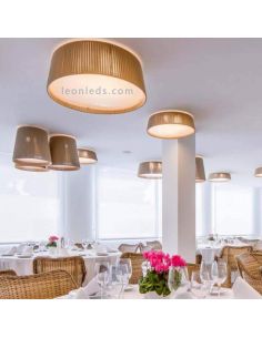 Plafonnier Drum 60Cm avec corde personnalisable 3xE27 | Éclairage LeónLeds | plafonnier marron 2