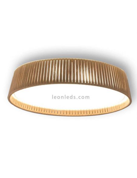 Plafón Drum 60Cm para techo con cuerda personalizable 3xE27 | LeónLeds Iluminación | lámpara de techo marrón
