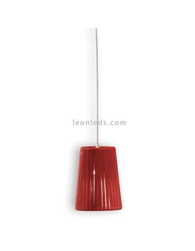 Lámpara colgante Drum 18Cm de cuerda personalizable 1xE27 | LeónLeds Iluminación | lámpara techo roja