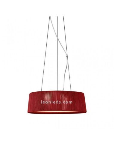 Luminária pendente feita à mão em corda 60cm Tambor 3xE27 | LeónIluminação Leds | candeeiro de teto vermelho