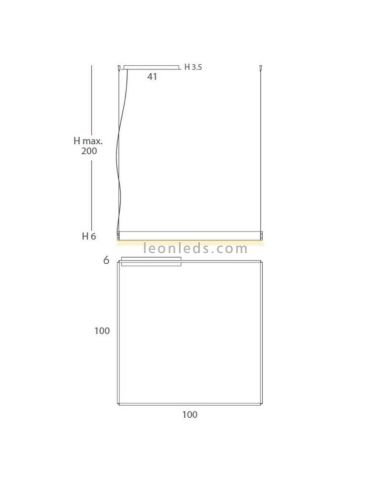 Luminária pendente quadrada minimalista de madeira Manolo | LeónIluminação Leds | medidas da luminária de teto