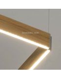 Luminária pendente quadrada minimalista de madeira Manolo | LeónIluminação Leds | Luminária de teto em madeira de nogueira