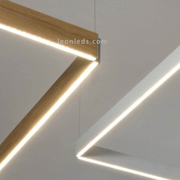 Lámpara cuadrada de madera en suspensión minimalista Manolo | LeónLeds Iluminación | Lámpara de techo diferentes acabados
