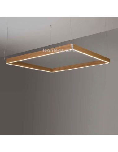 Lámpara cuadrada de madera en suspensión minimalista Manolo | LeónLeds Iluminación | Lámpara de techo de madera roble
