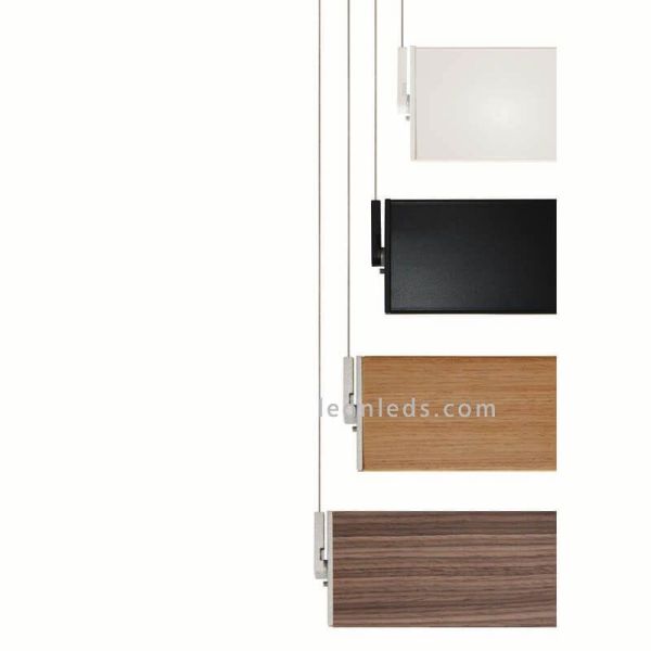 Luminária pendente quadrada minimalista de madeira Manolo | LeónIluminação Leds | luminária de teto cores diferentes