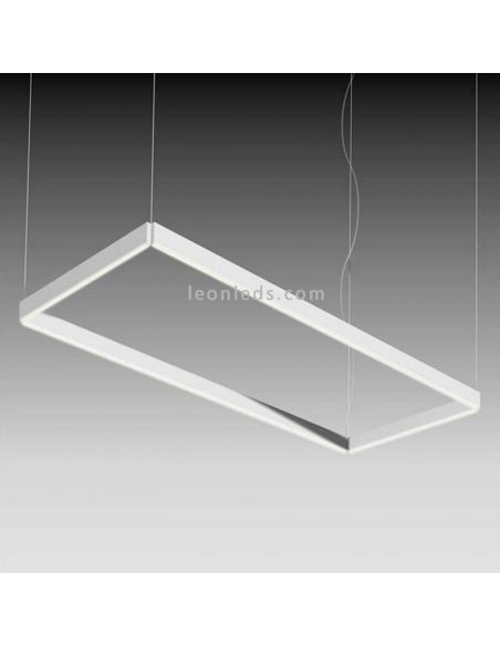 Lámpara LED rectangular en suspensión para techo de diseño Manolo | LeónLeds Iluminación | Lámpara blanca para dormitorio