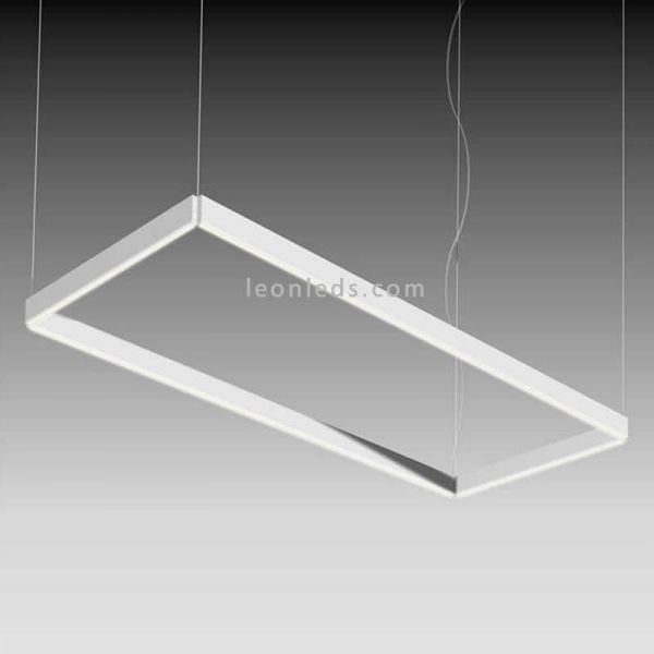 Lámpara LED rectangular en suspensión para techo de diseño Manolo | LeónLeds Iluminación | Lámpara blanca para dormitorio
