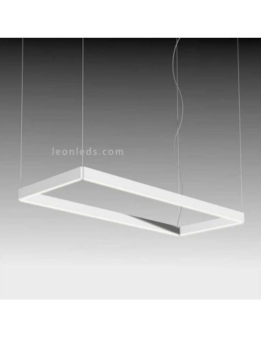 Lámpara LED rectangular en suspensión para techo de diseño Manolo | LeónLeds Iluminación | Lámpara blanca para salón