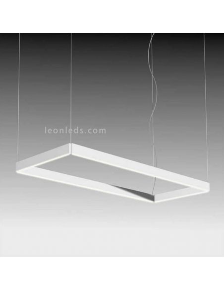 Lámpara LED rectangular en suspensión para techo de diseño Manolo | LeónLeds Iluminación | Lámpara blanca para salón