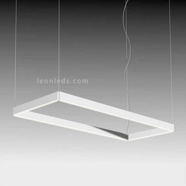 Lámpara LED rectangular en suspensión para techo de diseño Manolo | LeónLeds Iluminación | Lámpara blanca para salón