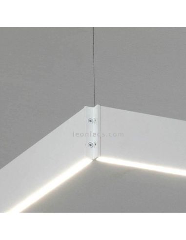 Lámpara LED rectangular en suspensión para techo de diseño Manolo | LeónLeds Iluminación | Lámpara blanca para habitación