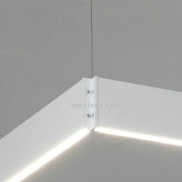 Lámpara LED rectangular en suspensión para techo de diseño Manolo | LeónLeds Iluminación | Lámpara blanca para habitación