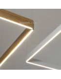 Lámpara rectangular en suspensión para techo de diseño Manolo | LeónLeds Iluminación | Lámpara de madera o acrílico