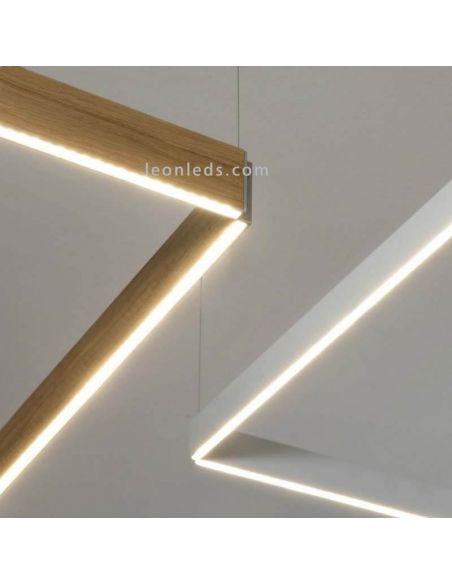Lámpara rectangular en suspensión para techo de diseño Manolo | LeónLeds Iluminación | Lámpara de madera o acrílico