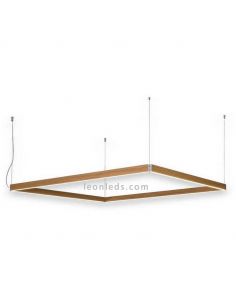Lámpara LED rectangular en suspensión para techo de diseño Manolo | LeónLeds Iluminación | Lámpara de madera