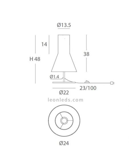 Lámpara de mesa personalizable metal y cuerda 1xE27 serie Kora medidas marca Olé¡ By FM | LeonLeds Iluminación