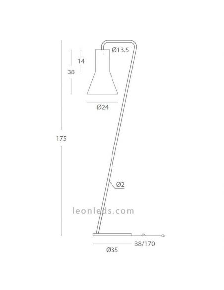 Lámpara de pie inclinada cuerdas personalizables bombilla 1xE27 serie Kora dimensiones marca Olé¡ By FM | LeonLeds Iluminación