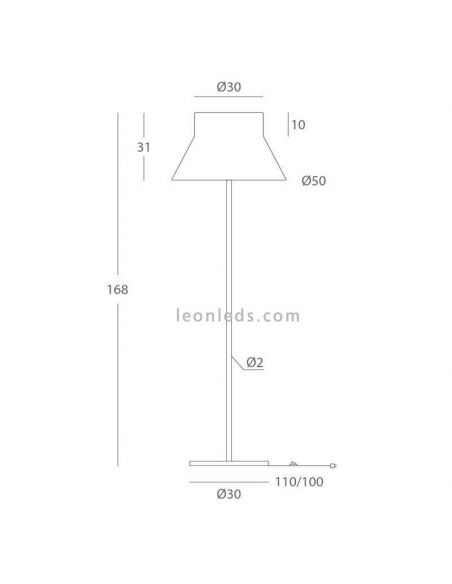 Lámpara de pie personalizable material metal y cuerda serie Kora dimensiones marca Olé¡ By FM | LeonLeds Iluminación