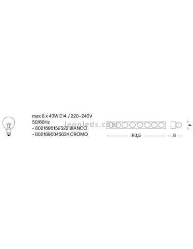 Aplique para espejo de baño grande hollywood Prive' AP8 8xE14 | LeónLeds Iluminación | luz para baño medidas