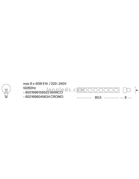 Aplique para espejo de baño grande hollywood Prive' AP8 8xE14 | LeónLeds Iluminación | luz para baño medidas
