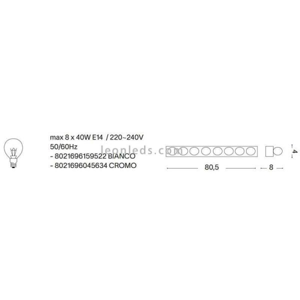 Aplique para espejo de baño grande hollywood Prive' AP8 8xE14 | LeónLeds Iluminación | luz para baño medidas